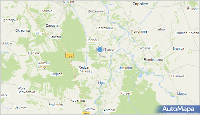 mapa Kolonia Tyczyn, Kolonia Tyczyn na mapie Targeo